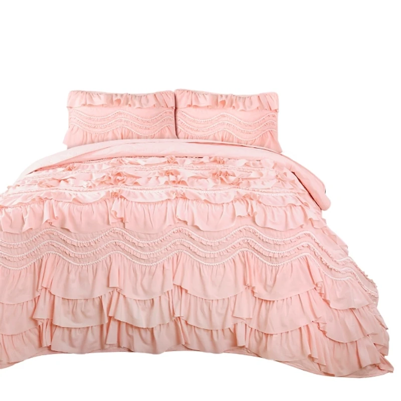 Peachy Pink 3-pc. Full/Queen Quilt Set