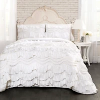White Ruffle Kemmy 3-pc. Full/Queen Quilt Set