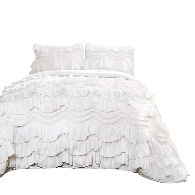 White Ruffle Kemmy 3-pc. Full/Queen Quilt Set
