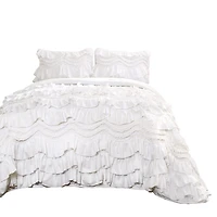 White Ruffle Kemmy 3-pc. Full/Queen Quilt Set