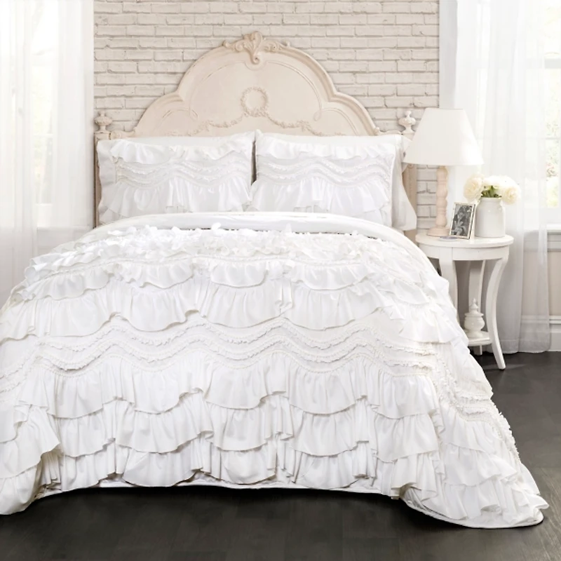 White Ruffle Kemmy 2-pc. Twin Quilt Set