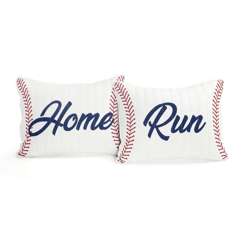 White & Red Baseball Full/Queen 5-pc. Quilt Set