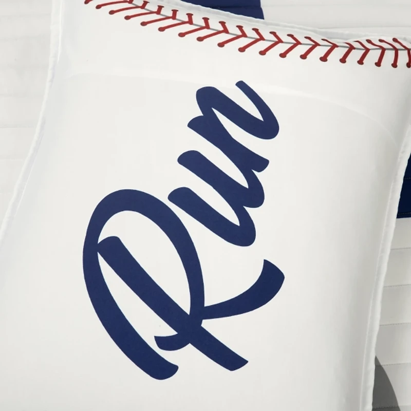 White & Red Baseball Twin 4-pc. Quilt Set