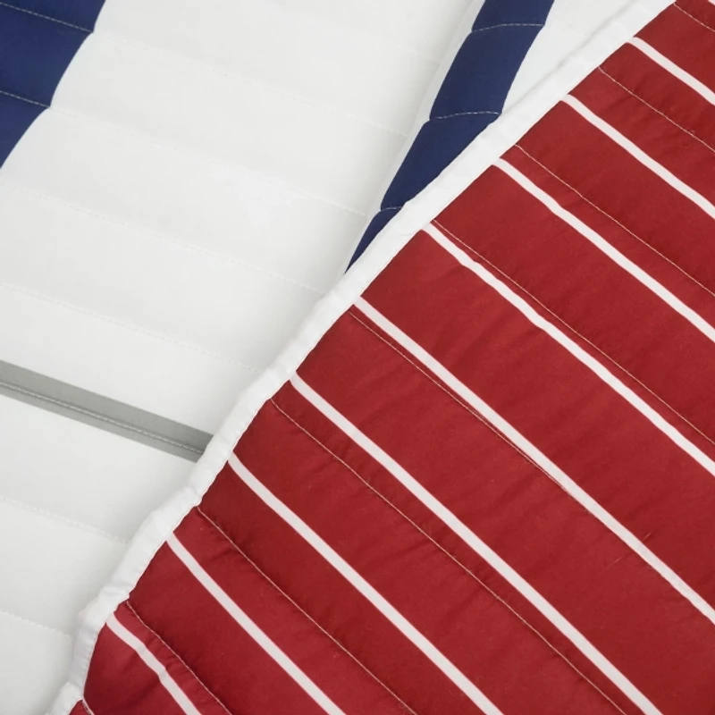 White & Red Baseball Twin 4-pc. Quilt Set