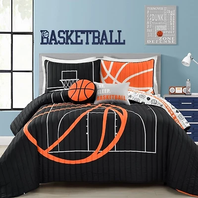 Black Basketball Full/Queen 5-pc. Quilt Set