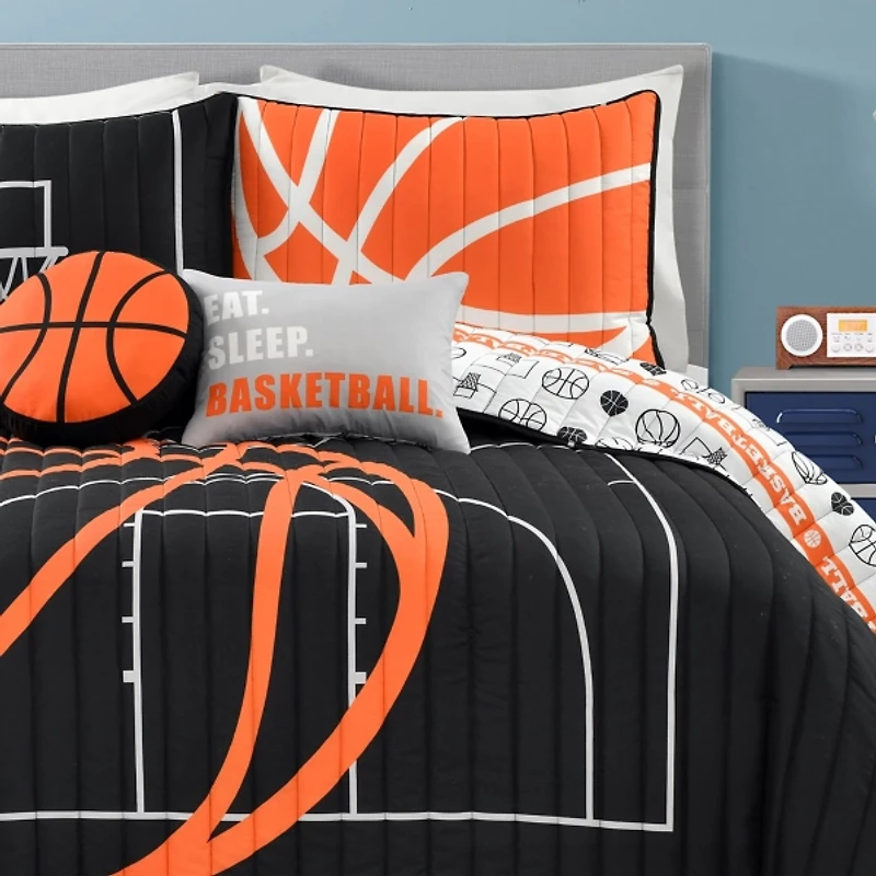 Black Basketball Full/Queen 5-pc. Quilt Set