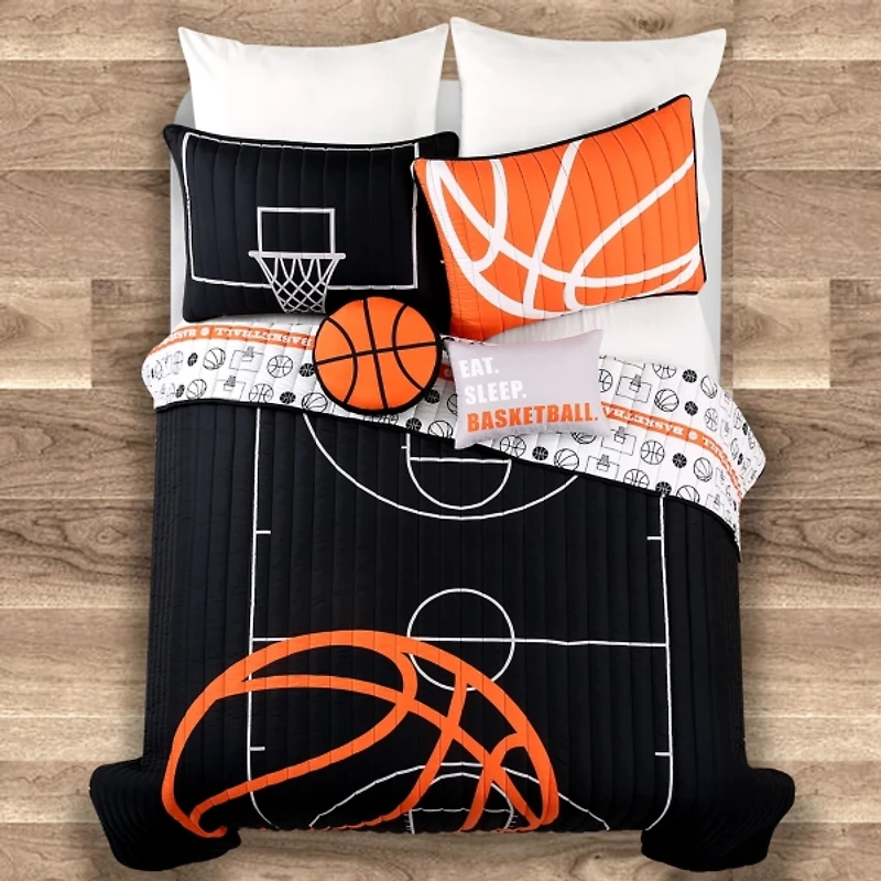 Black Basketball Full/Queen 5-pc. Quilt Set