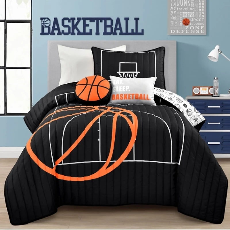 Black Basketball Twin 4-pc. Quilt Set