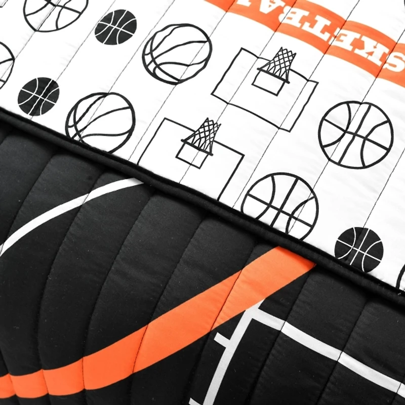 Black Basketball Twin 4-pc. Quilt Set