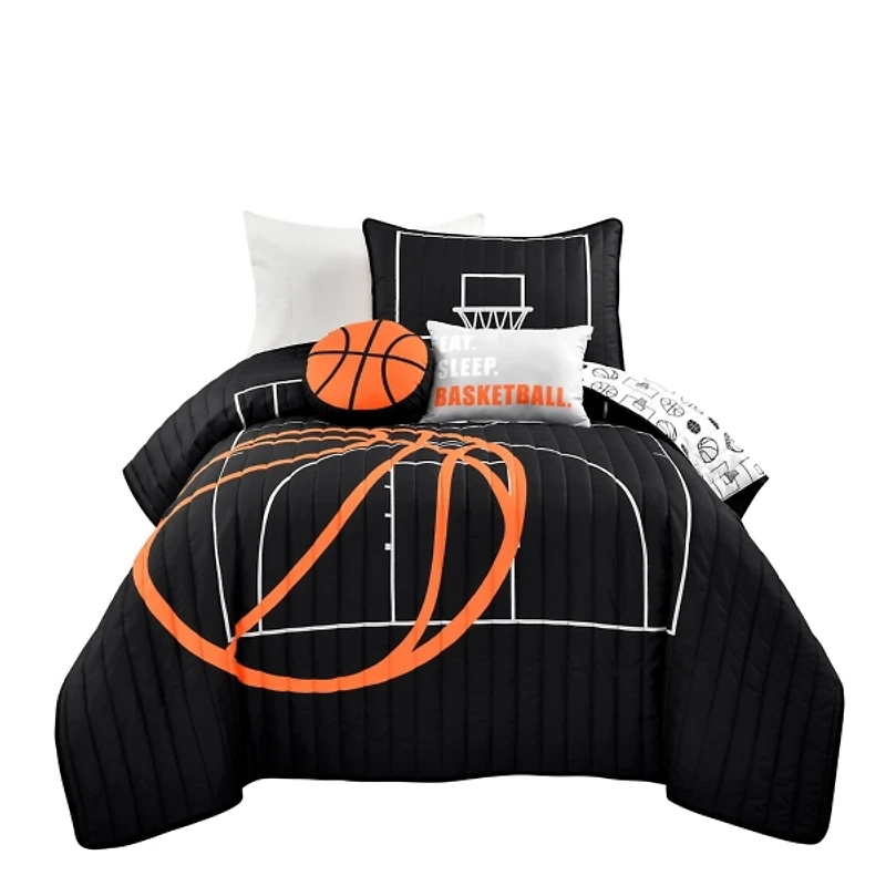 Black Basketball Twin 4-pc. Quilt Set