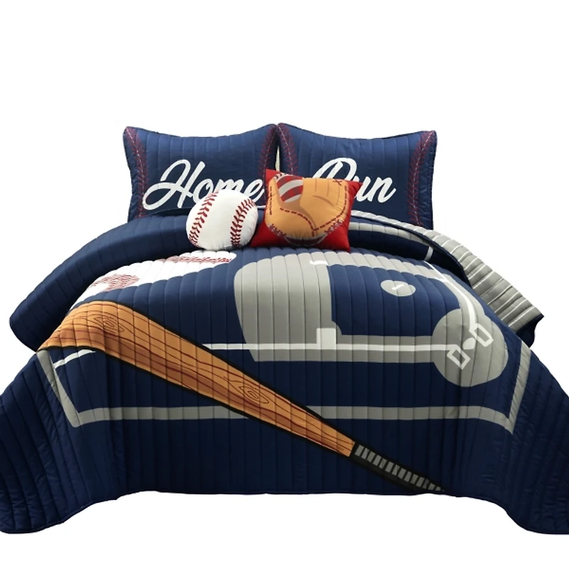 Blue & Gray Reversible 5-pc. Full/Queen Quilt Set