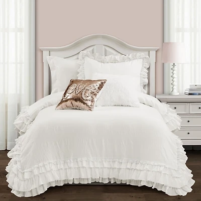 White Ella Ruffle Lace 2-pc. Twin XL Comforter Set