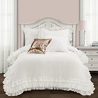 White Ella Ruffle Lace 2-pc. Twin XL Comforter Set