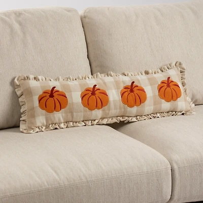 Brown Plaid Pumpkin Lumbar Pillow