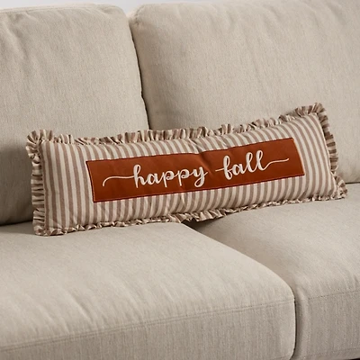Happy Fall Striped Lumbar Pillow