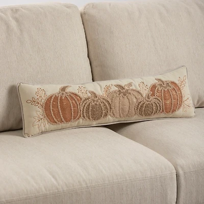 Embroidered Pumpkin Lumbar Pillow
