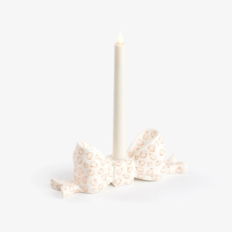 Bow with Pumpkins Taper Candle Holder