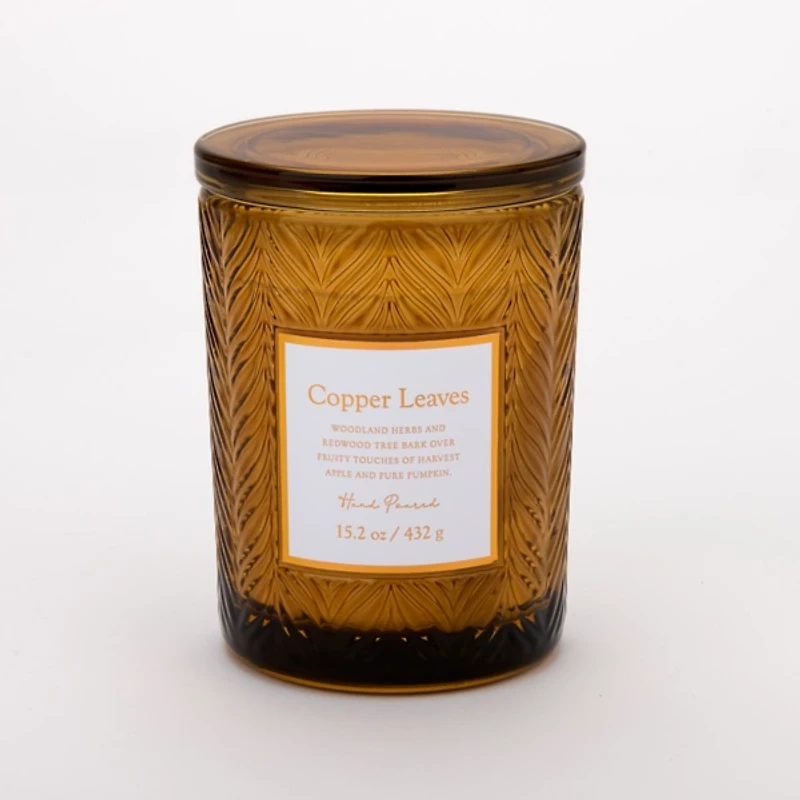 Copper Leaves Embossed 2-Wick Jar Candle