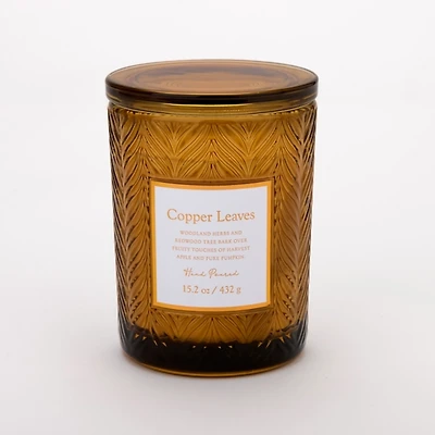 Copper Leaves Embossed 2-Wick Jar Candle