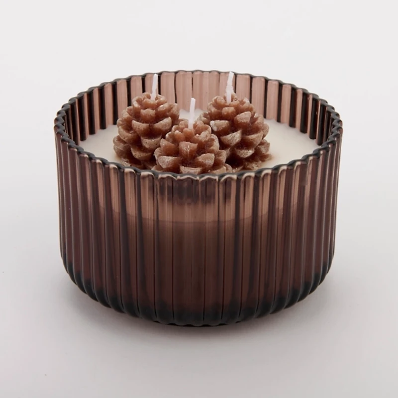 Autumn Pinecones Figural Wax 3-Wick Jar Candle