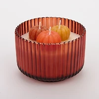 Autumn Pumpkins Figural Wax 3-Wick Jar Candle