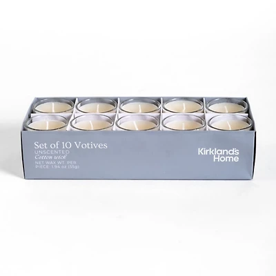 Ivory Glass Votive Candles, Set of 10
