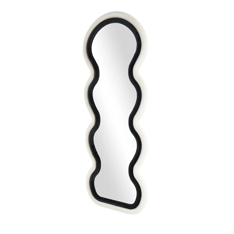 Black and White Velvet Wavy Kids Wall Mirror