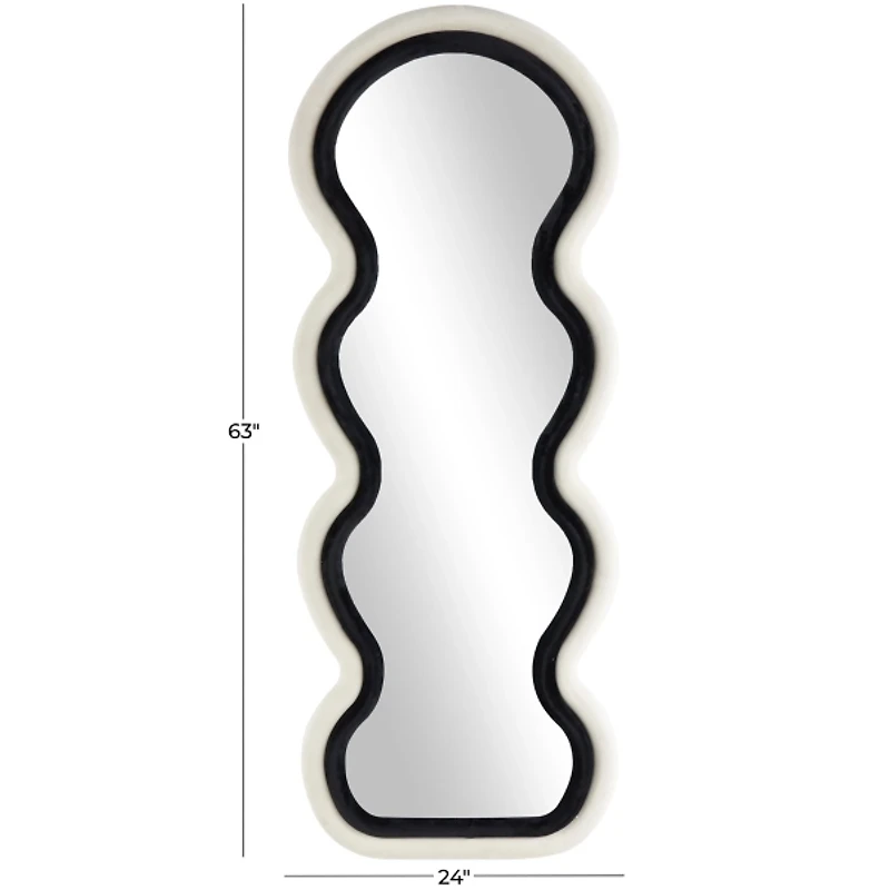 Black and White Velvet Wavy Kids Wall Mirror