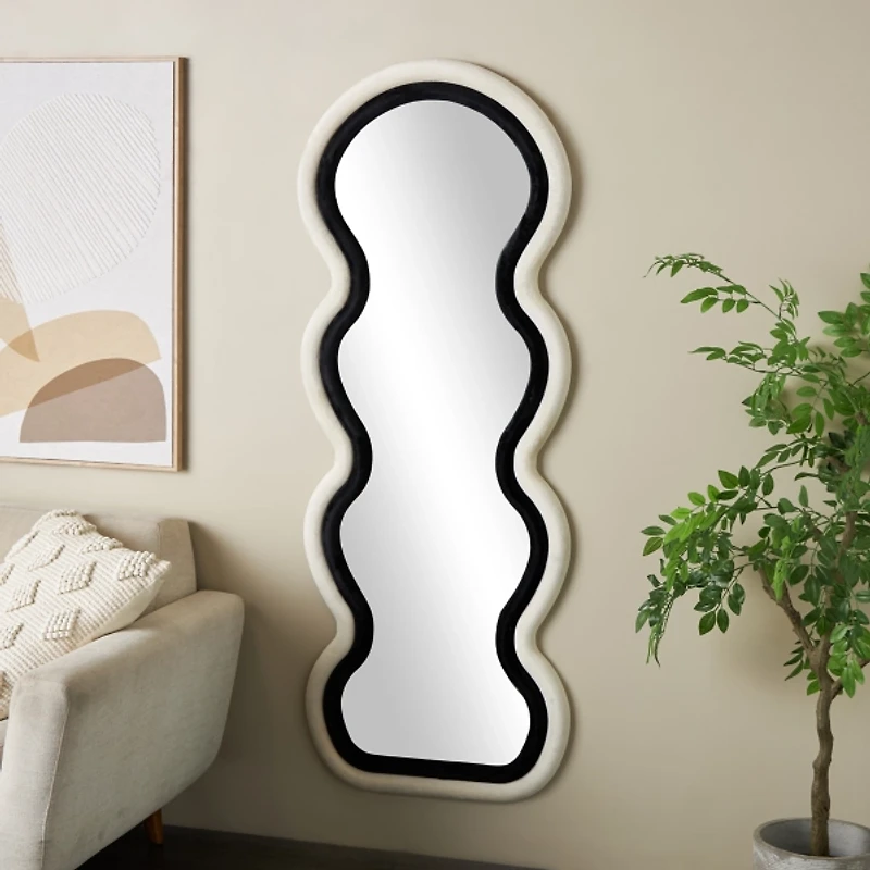 Black and White Velvet Wavy Kids Wall Mirror