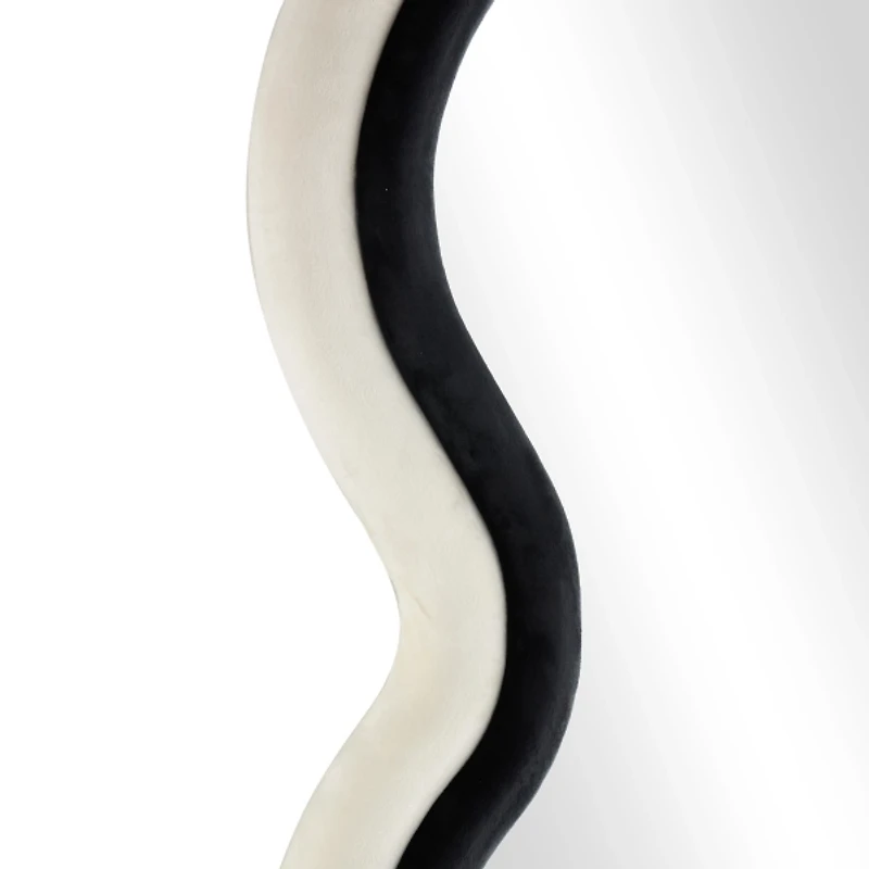Black and White Velvet Wavy Kids Wall Mirror