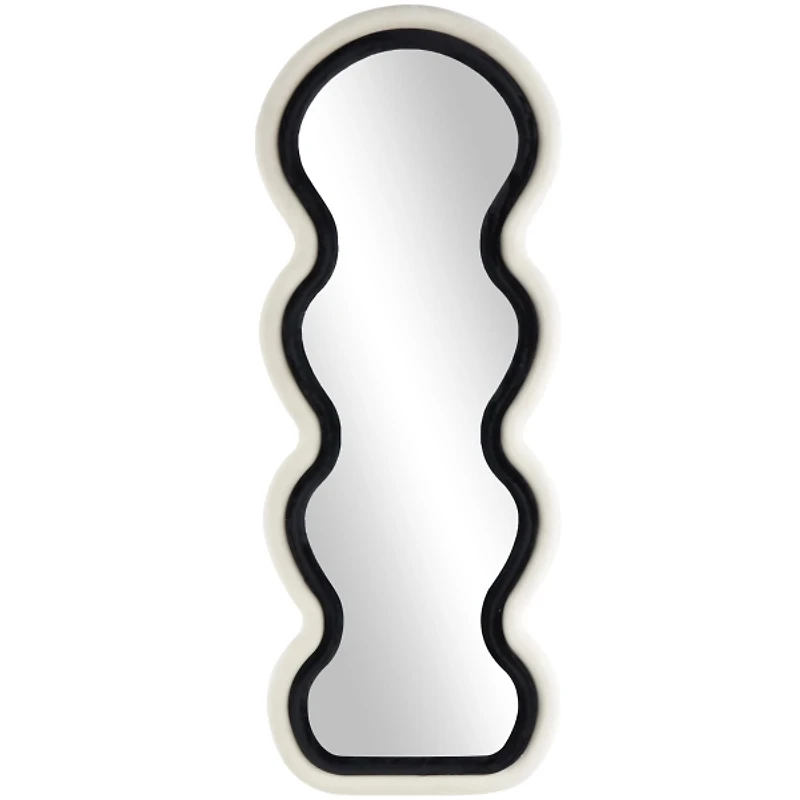 Black and White Velvet Wavy Kids Wall Mirror