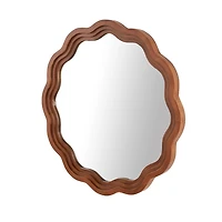 Brown Wavy Round Wall Mirror