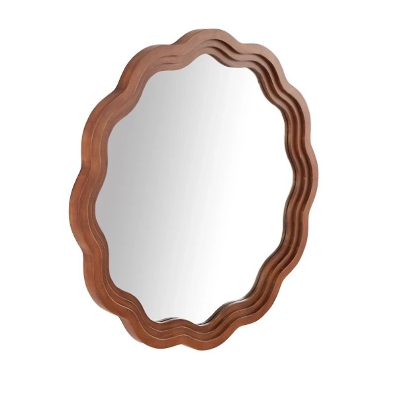 Brown Wavy Round Wall Mirror