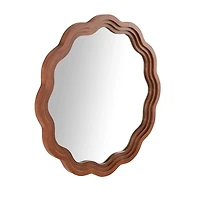 Brown Wavy Round Wall Mirror