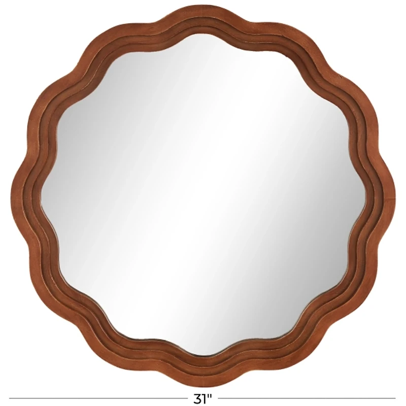 Brown Wavy Round Wall Mirror