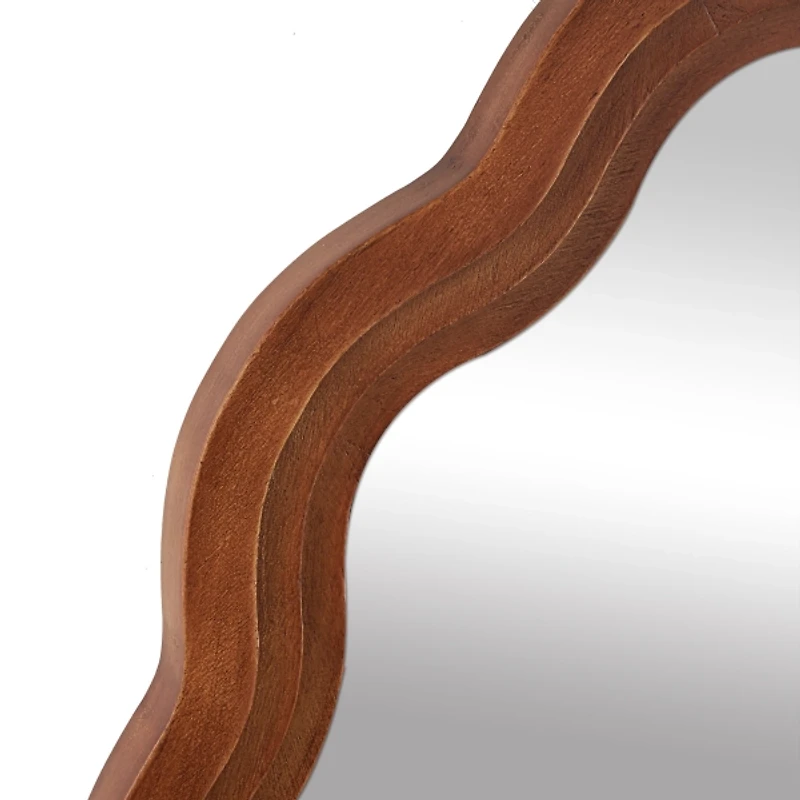 Brown Wavy Round Wall Mirror