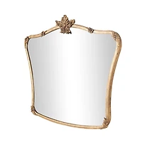 Gold Metal Antique Ornate Curved Wall Mirror