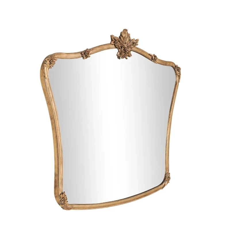 Gold Metal Antique Ornate Curved Wall Mirror