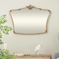 Gold Metal Antique Ornate Curved Wall Mirror