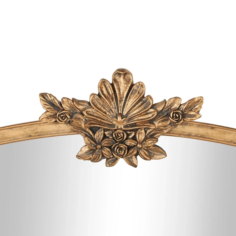 Gold Metal Antique Ornate Curved Wall Mirror