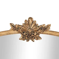 Gold Metal Antique Ornate Curved Wall Mirror