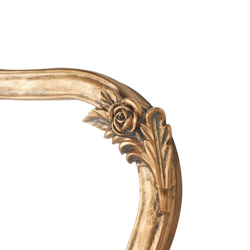 Gold Metal Antique Ornate Curved Wall Mirror