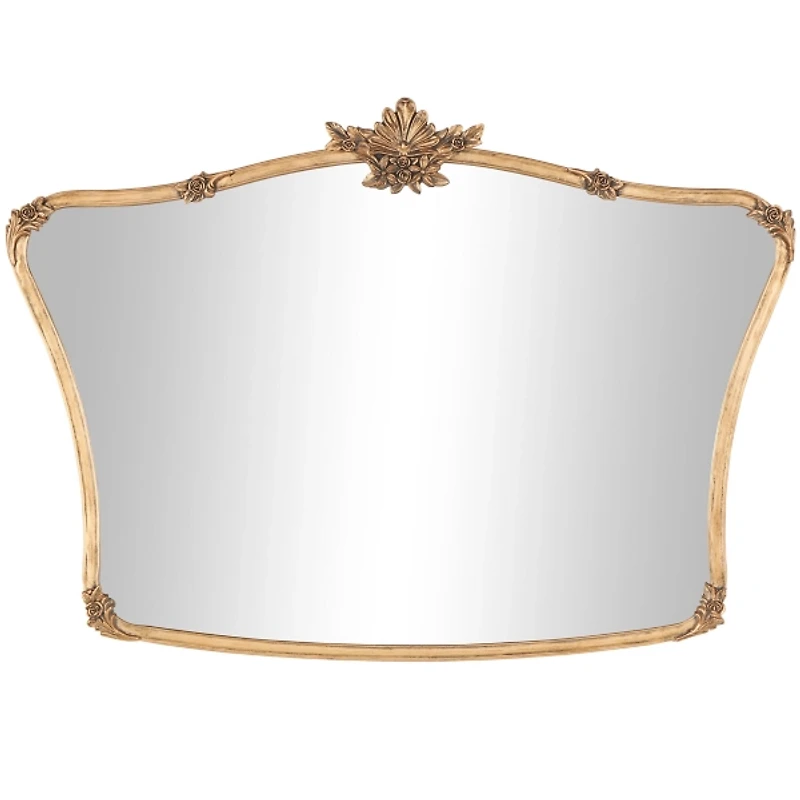 Gold Metal Antique Ornate Curved Wall Mirror