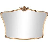 Gold Metal Antique Ornate Curved Wall Mirror