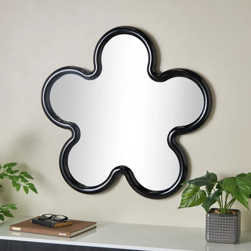 Black Flower Kids Wall Mirror