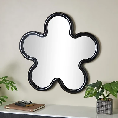 Black Flower Kids Wall Mirror