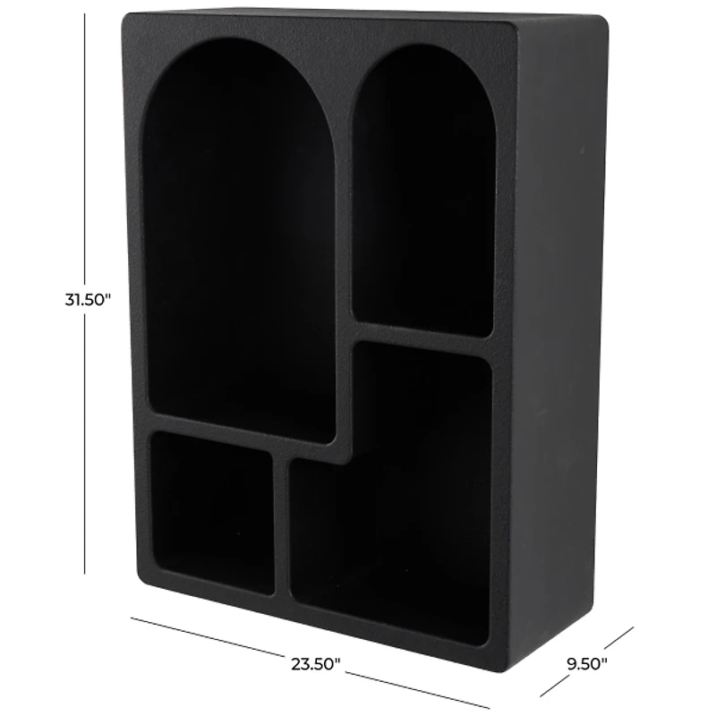 Black Floating Cubby Wall Cabinet