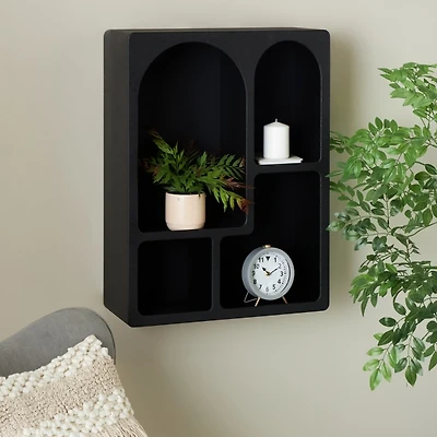 Black Floating Cubby Wall Cabinet