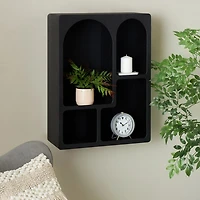 Black Floating Cubby Wall Cabinet