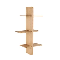Natural Birch Wood 3-Tier Floating Wall Shelf